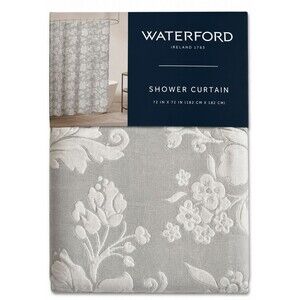 Waterford Luxury Textured Fabric Shower Curtain Gray White Machine Washable